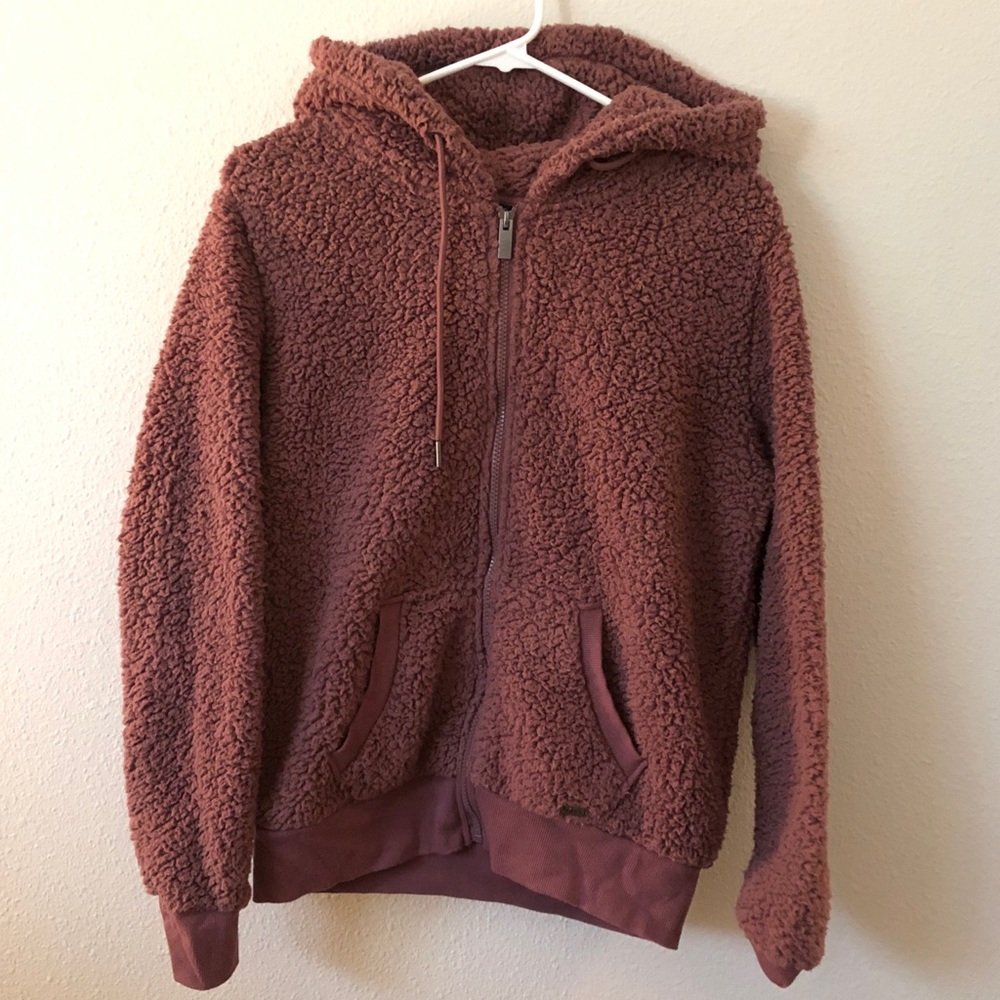 Pink Sherpa zip up hoodie